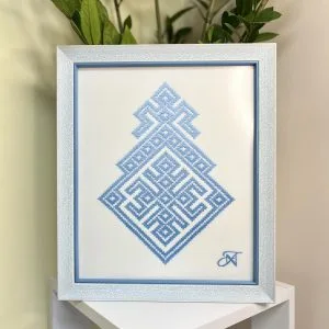 Картина-оберіг Tiferet-NF Макош 31×36 см біла бязь з блакитною вишивкою