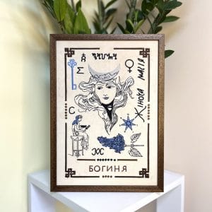 Картина-оберіг Tiferet-NF Вікканський оракул Богиня 34×24 см молочний оксамит з вишивкою