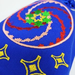 Мішечок для трав і карт Таро з мандалою Ріст і Здобуття синій котон