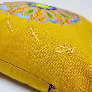 Подушка-оберіг Мандала Кольорове Дихання інший ракурс, гірчичний котон — Tiferet NF