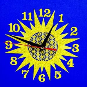 Настінний годинник оберіг Квітка Життя в Сонці вишивка