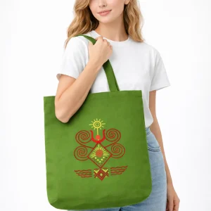 шопер велика богиня 38x38 зелений котон трипільська вишивка еко сумка