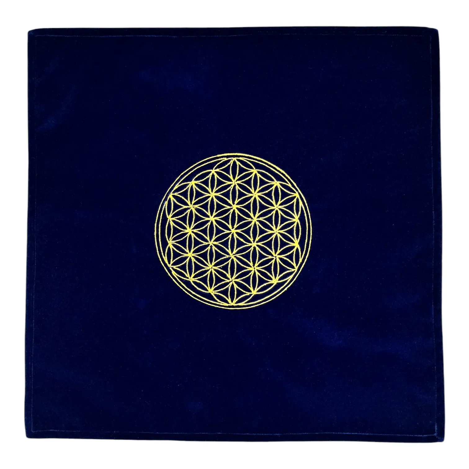 Синя вівтарна скатертина для Таро Квітка Життя 50х50 см з натурального оксамиту
