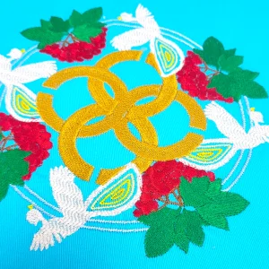Мандала Весілля на блакитному шопері крупним планом